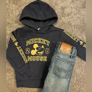 Toddler 2T Mickey Mouse hoodie and Lucky Brand jeans ￼